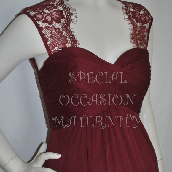 Wine Burdundy Lace Cutout Maternity Dress Baby NWT - Picture 5 of 7